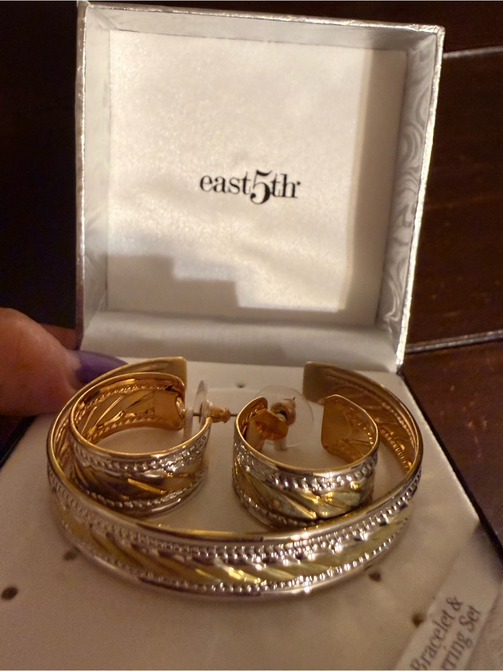 Vintage East 5th Two-Tone Gold and Silver Hoops